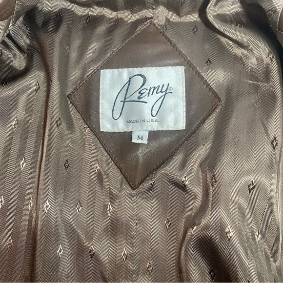 Remy Vintage Brown Buttery Soft Leather Belted Oversized Unisex Jacket, Med/Lg - Picture 7 of 16
